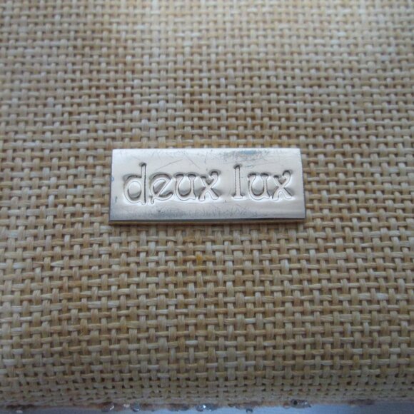 Deux Lux gold Glitter Raffia zip around Wallet Organizer change & card pockets - Picture 8 of 12